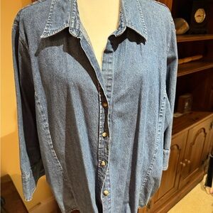 Light Blue Women's Denim button down jean shirt
